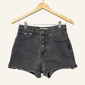 Madewell High Rise Boy-Shorts Size 25 Black Button Fly Raw Hem